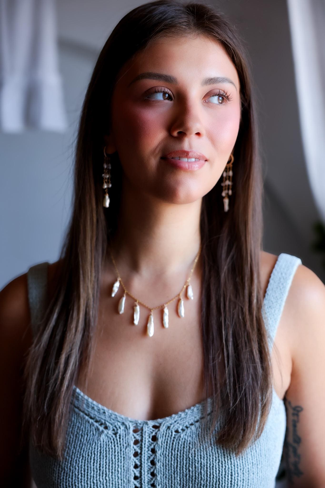 Biwa Pearl Starion Necklace