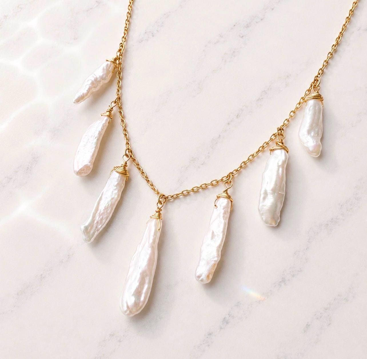 Biwa Pearl Starion Necklace