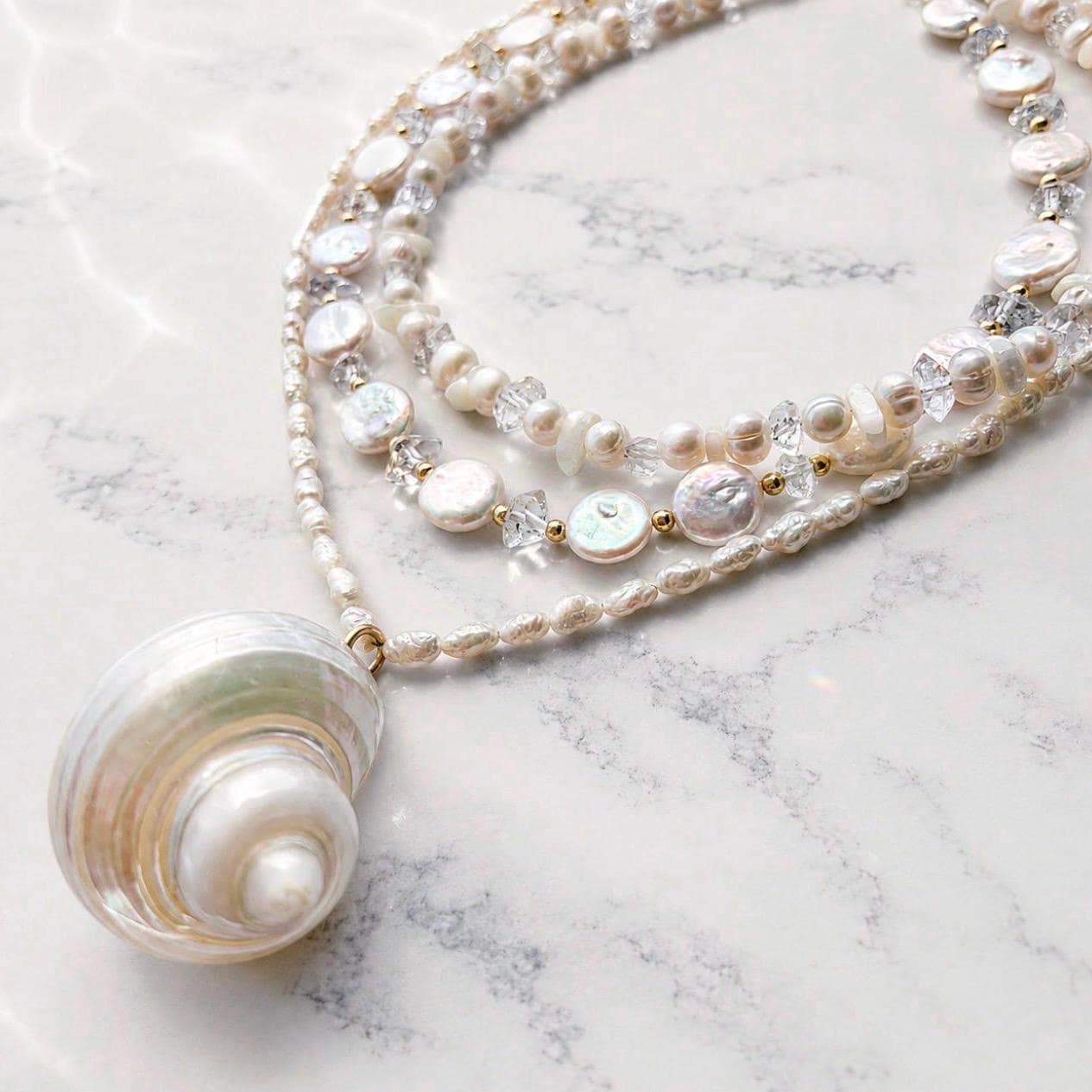 Pearl Coin Choker with Herkimer Diamonds, Pearl Choker, Pearl Layer Necklace, Boho Pearl Choker, Pearl Wedding Choker