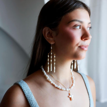 Pearl Chandelier Earrings, Delicate Pearl Dangle Earrings, Pearl Statement Earrings, Long Pearl Earrings