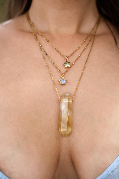 Gemstone Star Necklace, Delicate Star Charm Necklace, Star Jewelry, Moonstone Star, Amethyst Star, Labradorite Star, Star Layer Necklace