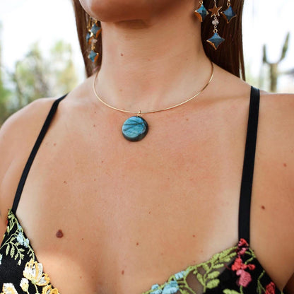 Labradorite Choker, Gold Band Choker, Gold Filled Jewelry, Collar Choker Necklace, Torque Choker, Labradorite Crystal Necklace