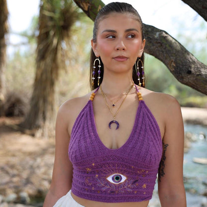 Amethyst Crescent Moon Necklace, Amethyst Horn Pendant, Crystal Moon Pendant, February Birthstone Gift, Celestial Jewelry, Crystal Moon