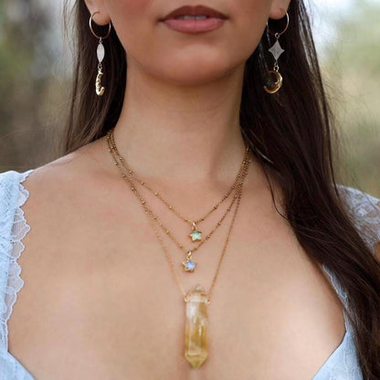Golden Topaz Double Terminated Crystal Necklace, Citrine Crystal Alternative, Double Point Crystal Pendant, Gold Filled or Sterling Silver