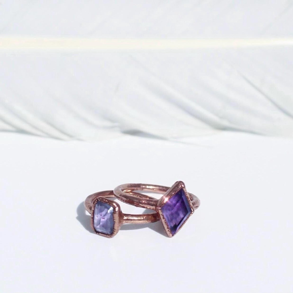 Rectangle Amethyst Crystal Ring, February Birthstone Gift, Cushiom Cut Amethyst Ring, Rectangle Shaped Gemstone, Pale Amethyst Stone