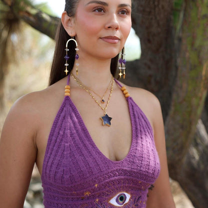 Dark Amethyst Star Pendant, Star Crystal Necklace, Star Jewelry, Celestial Jewelry Gift, Star Necklace, Star Gemstone, February Birthstone