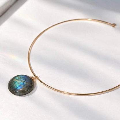 Labradorite Choker, Gold Band Choker, Gold Filled Jewelry, Collar Choker Necklace, Torque Choker, Labradorite Crystal Necklace