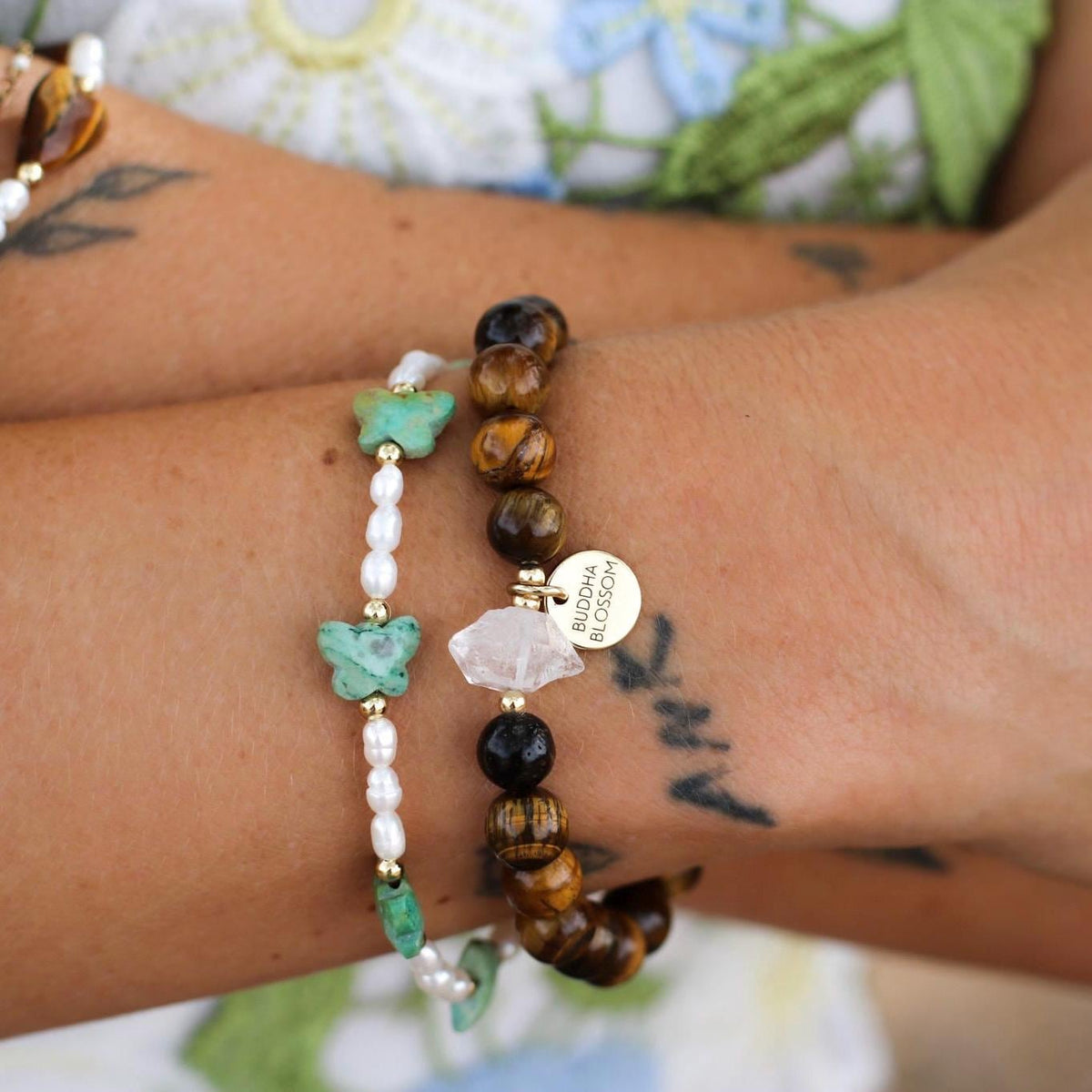 Turquoise Butterfly and Pearl Bracelet, Butterfly Bracelet, Butterfly Jewelry, Turquoise and Pearl Bracelet, Boho Pearl Bracelet