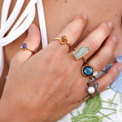 Labradorite Circle Ring, Labradorite Raw Stone, Circle Stone Ring, Big Labradorite Ring, Labradorite Jewelry, Labradorite Copper Ring