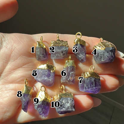 Amethyst Nugget Necklace in Gold