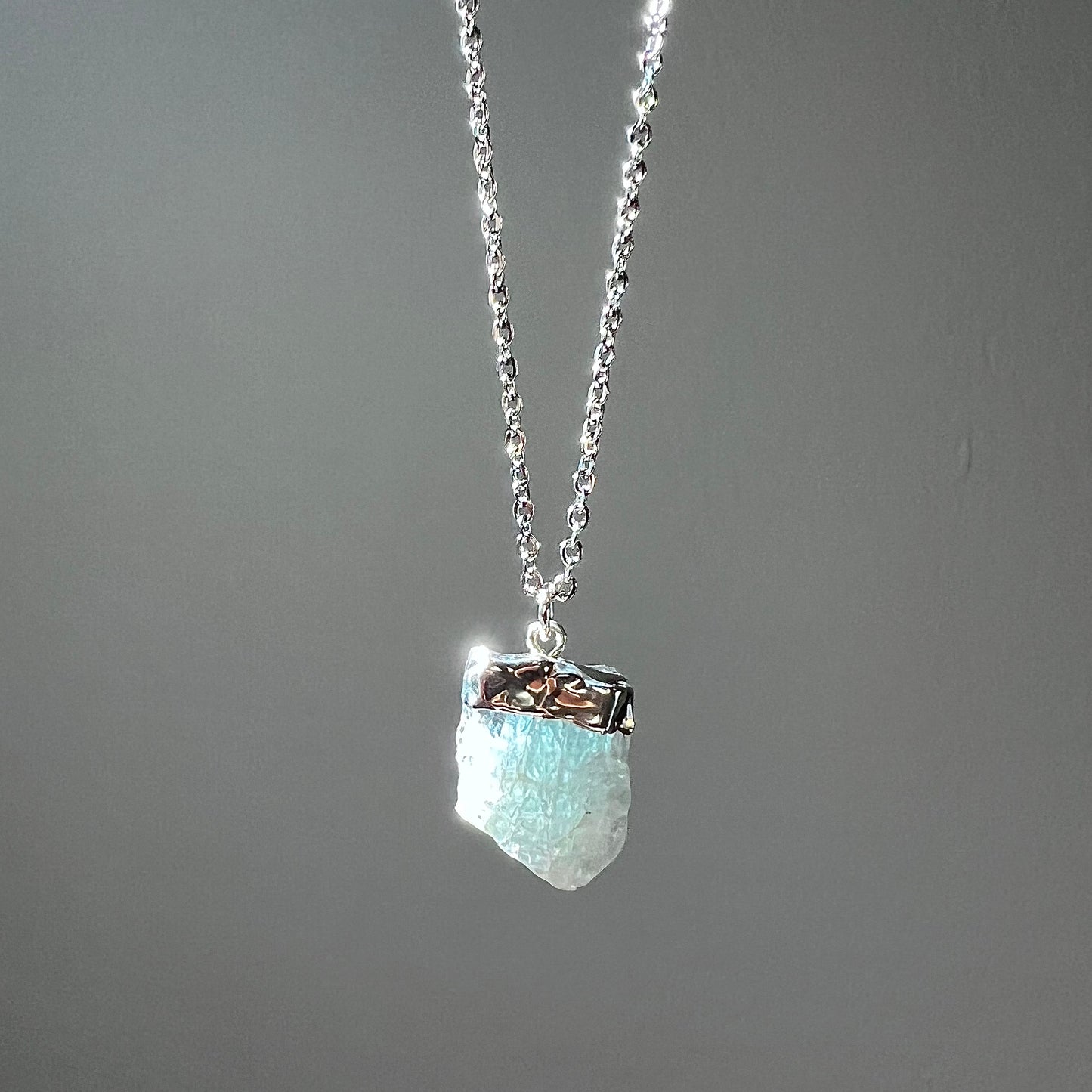 Aquamarine Nugget Necklace in Silver