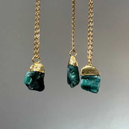 Emerald Nugget Necklace in Gold