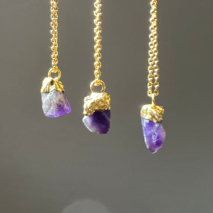 Amethyst Nugget Necklace in Gold