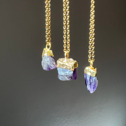 Amethyst Nugget Necklace in Gold