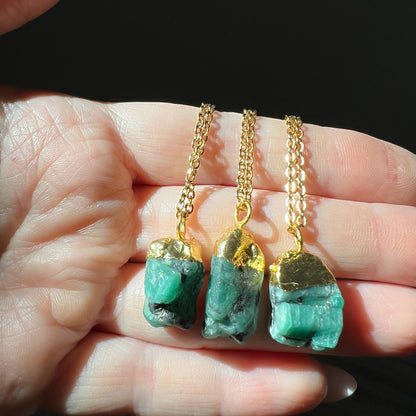 Emerald Nugget Necklace in Gold