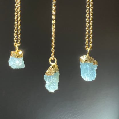 Aquamarine Nugget Necklace in Gold