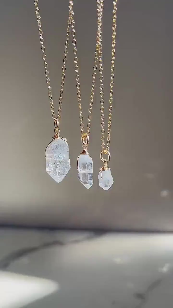 Herkimer Diamond Pendant - Choose Size & Metal: 14K Gold Filled, Silver, or 14k Rose Gold Filled