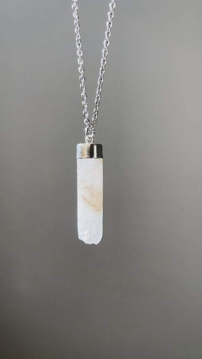 Geode Cylinder Pendant in Silver
