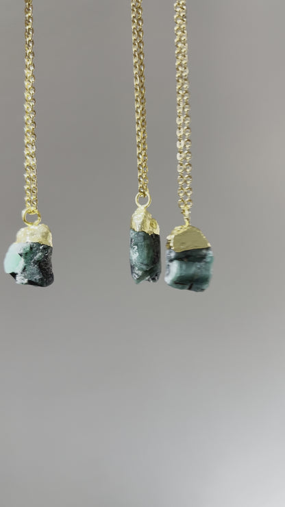 Emerald Nugget Necklace in Gold
