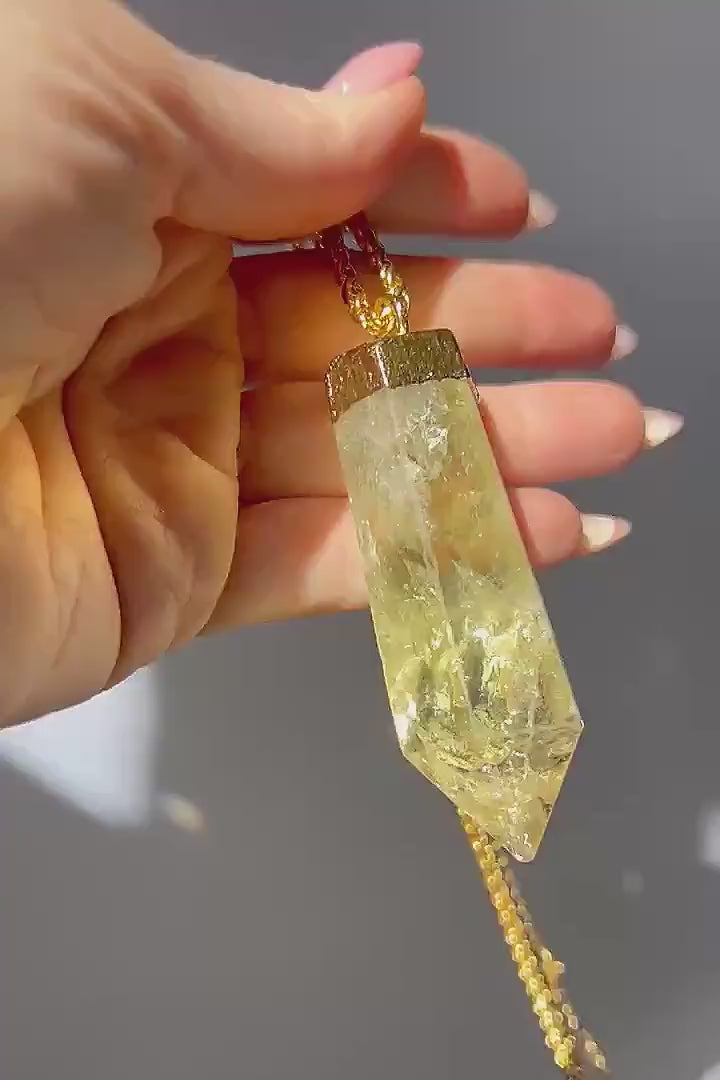 Extra Large Citrine Point Necklace, Huge Citrine Pendant, Citrine Statement Necklace