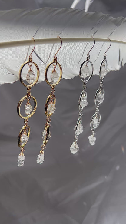 Suncatcher Drop Earrings- Herkimer Diamonds in Gold or Silver