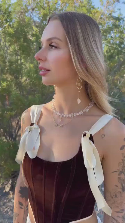 Chunky Herkimer Diamond Choker with Gold & Silver Bead Accents