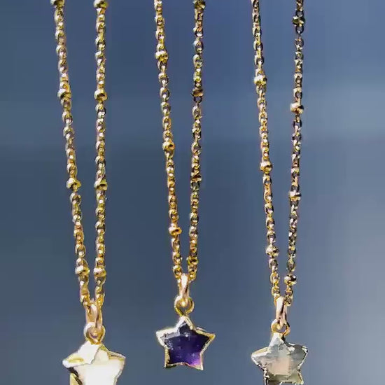 Gemstone Star Necklace, Delicate Star Charm Necklace, Star Jewelry, Moonstone Star, Amethyst Star, Labradorite Star, Star Layer Necklace