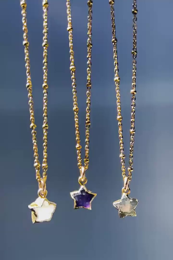 Gemstone Star Necklace, Delicate Star Charm Necklace, Star Jewelry, Moonstone Star, Amethyst Star, Labradorite Star, Star Layer Necklace