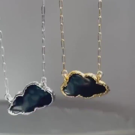 Black Cloud Necklace, Cloud Jewelry Gift, Silver Lining Cloud Gift, Dark Cloud Jewelry, Silver Lining Gift for Her, Positivity Gift Jewelry