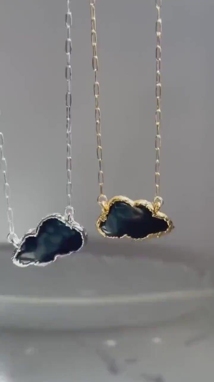 Black Cloud Necklace, Cloud Jewelry Gift, Silver Lining Cloud Gift, Dark Cloud Jewelry, Silver Lining Gift for Her, Positivity Gift Jewelry