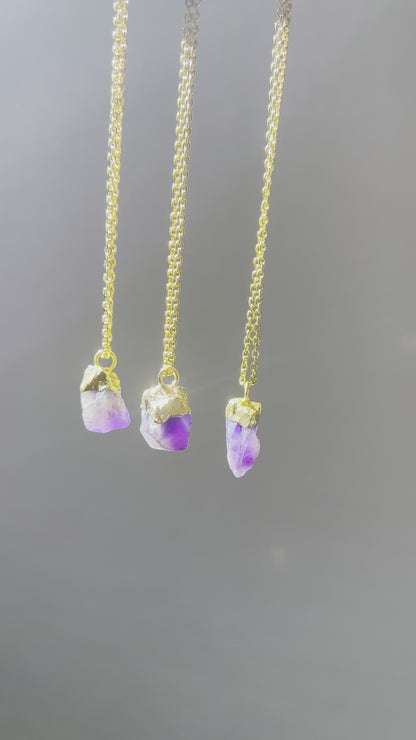 Amethyst Nugget Necklace in Gold
