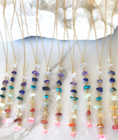 7 Chakra Necklace, Gemstone Necklace, Crystal Necklace, Statement Necklace, Rainbow Necklace, Yoga Gemstone Necklace, Chakra Stone Jewelry
