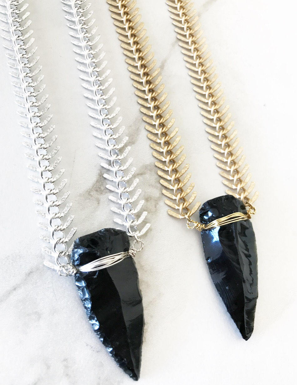 Obsidian Arrowhead Necklace • Element + Mineral