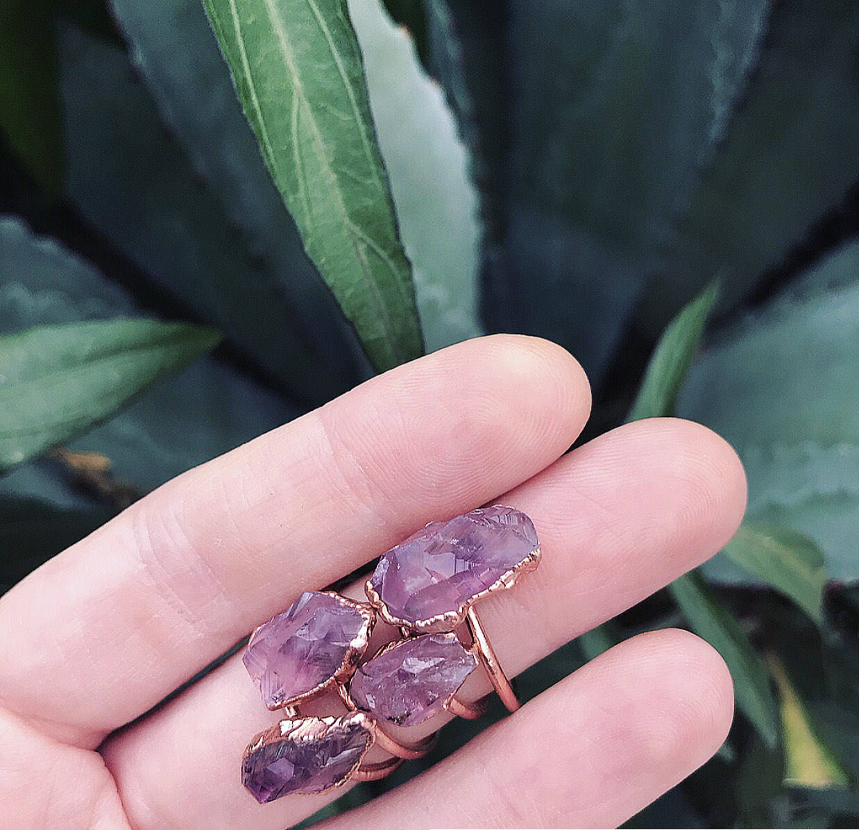 Rose quartz and deals amethyst ring