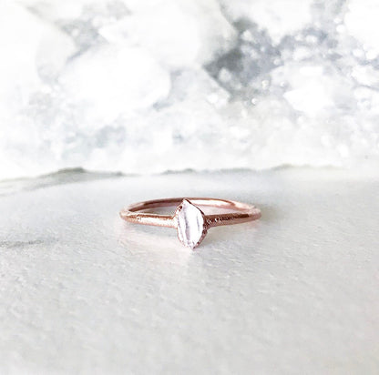 Dainty Herkimer Diamond Ring, Delicate Crystal Ring, Alternative Engagement Ring, Tiny Stone Ring, April Birthstone Gift, Crystal Wedding