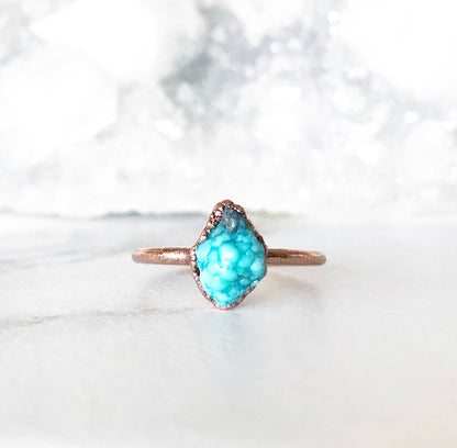 Turquoise Raw Stone Ring, Stackable, Birthstone Jewelry, Dainty December Birthstone Ring, Raw Ring, Healing Stone Ring, Birthstone Gems