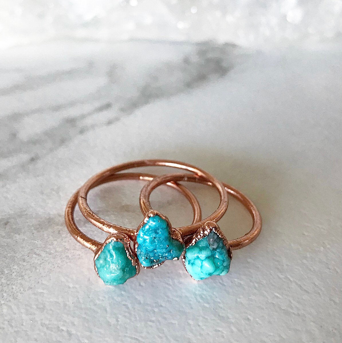 Turquoise Raw Stone Ring, Stackable, Birthstone Jewelry, Dainty December Birthstone Ring, Raw Ring, Healing Stone Ring, Birthstone Gems