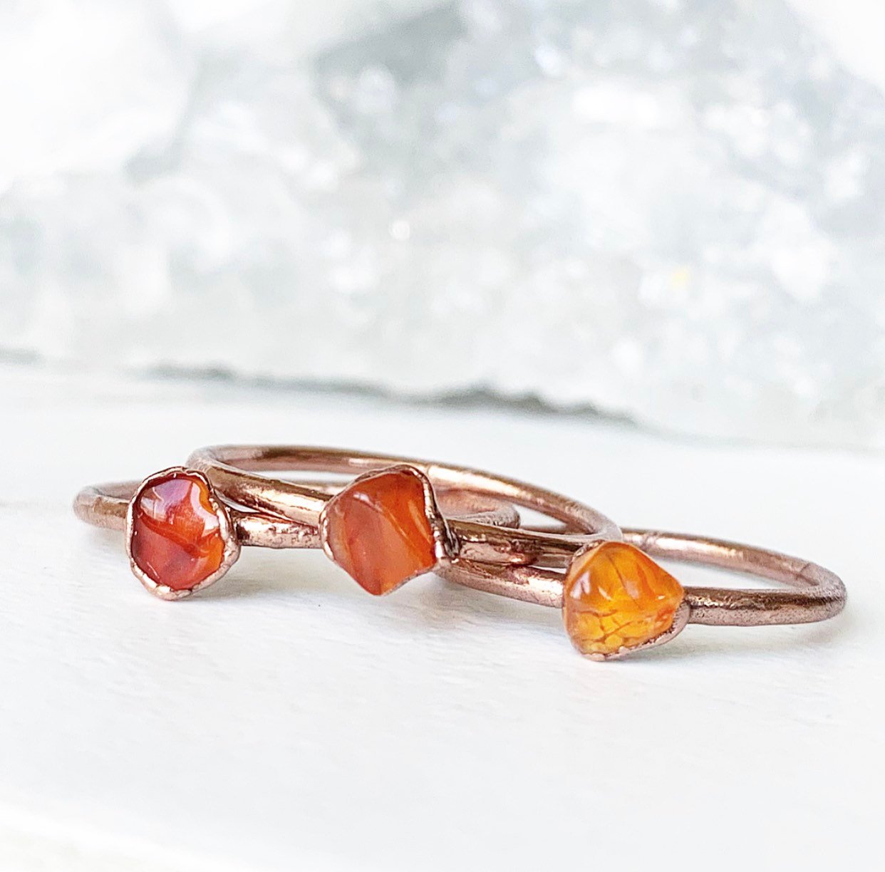 Dainty Carnelian Stone Ring, Delicate Healing Crystal Jewelry, Tiny Carnelian Crystal Ring, Healing Crystal Gift, Raw Stone Stacking Ring