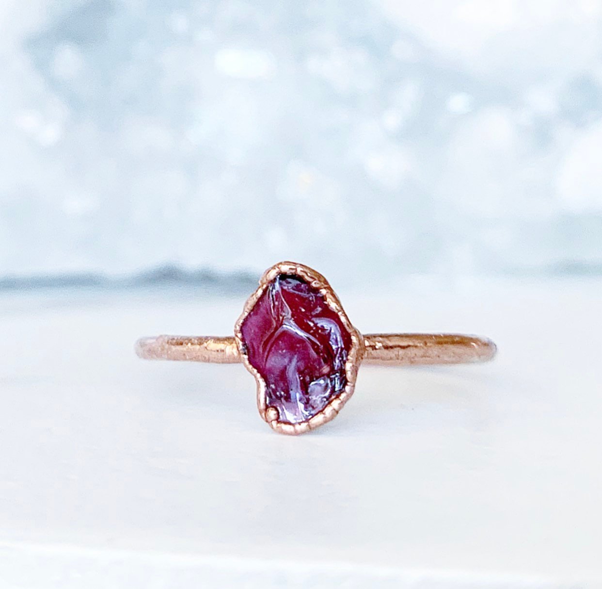 Buy Raw Ruby Two Stone Copper Ring, Adjustable Copper Double Stone Ring,  Birthstone Ring Online in India - Etsy