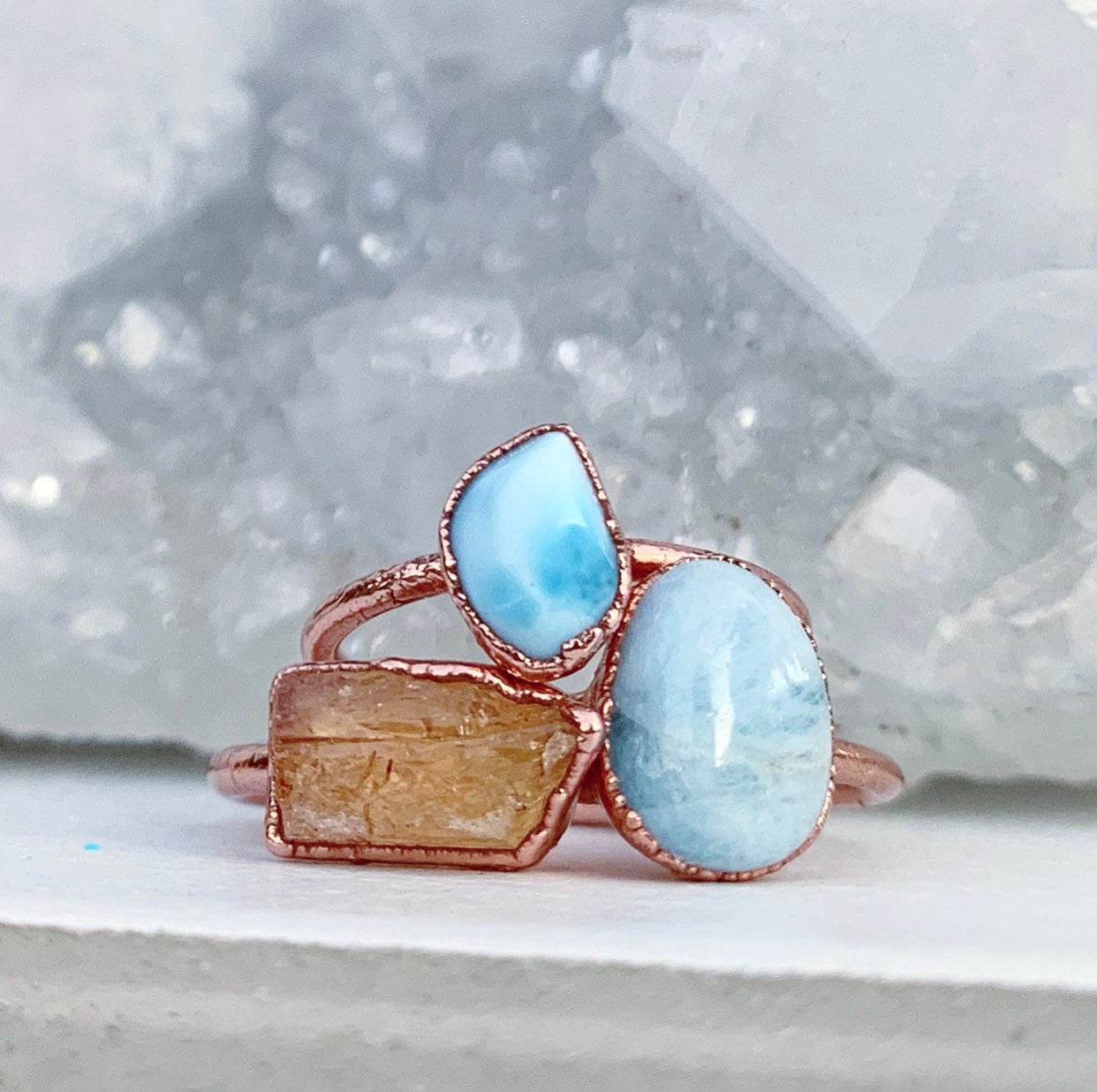 Raw Larimar Stone Ring, Pisces Birthstone Ring, Leo Birthstone Ring, Natural Larimar Ring, Alternative Birthstone, Jewelry Gift for Her