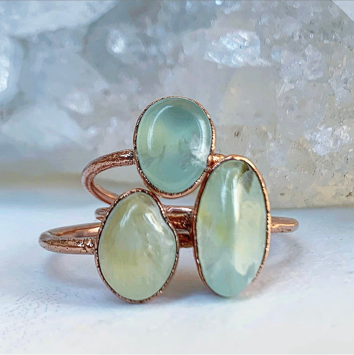 Smooth Prehnite Stacking Ring