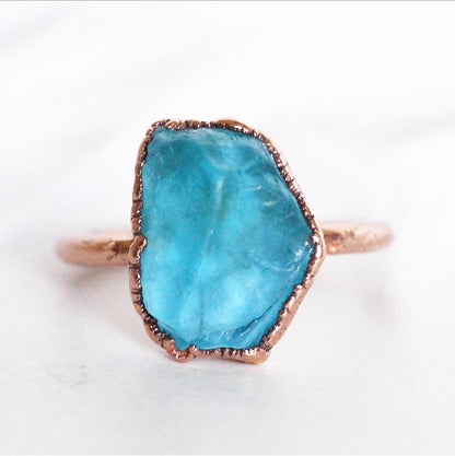 Chunky Blue Apatite Ring