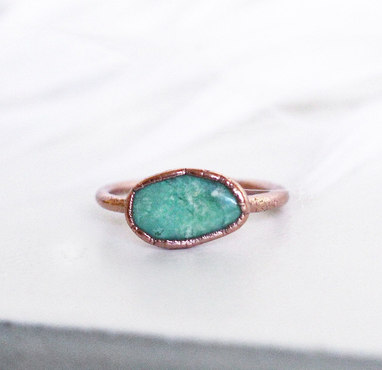 Raw Chrysoprase Copper Stacking Ring