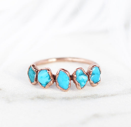 Turquoise Multi Stone Copper Ring