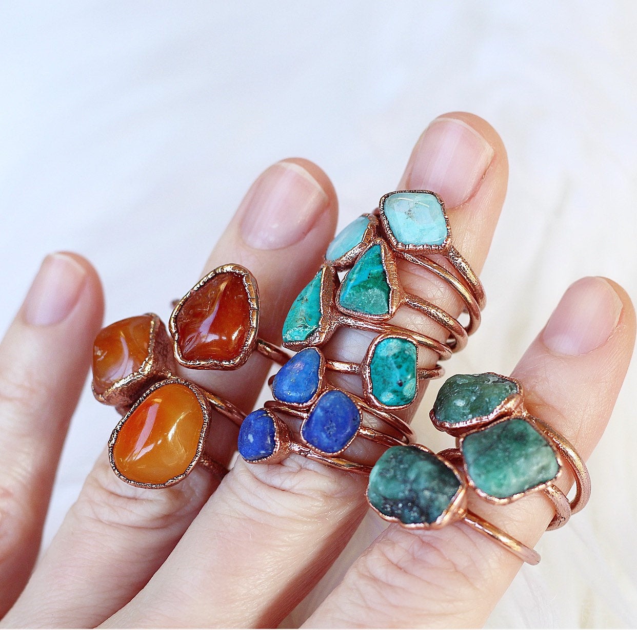 Chunky Carnelian Stacking Ring Shown with other available stacking rings 