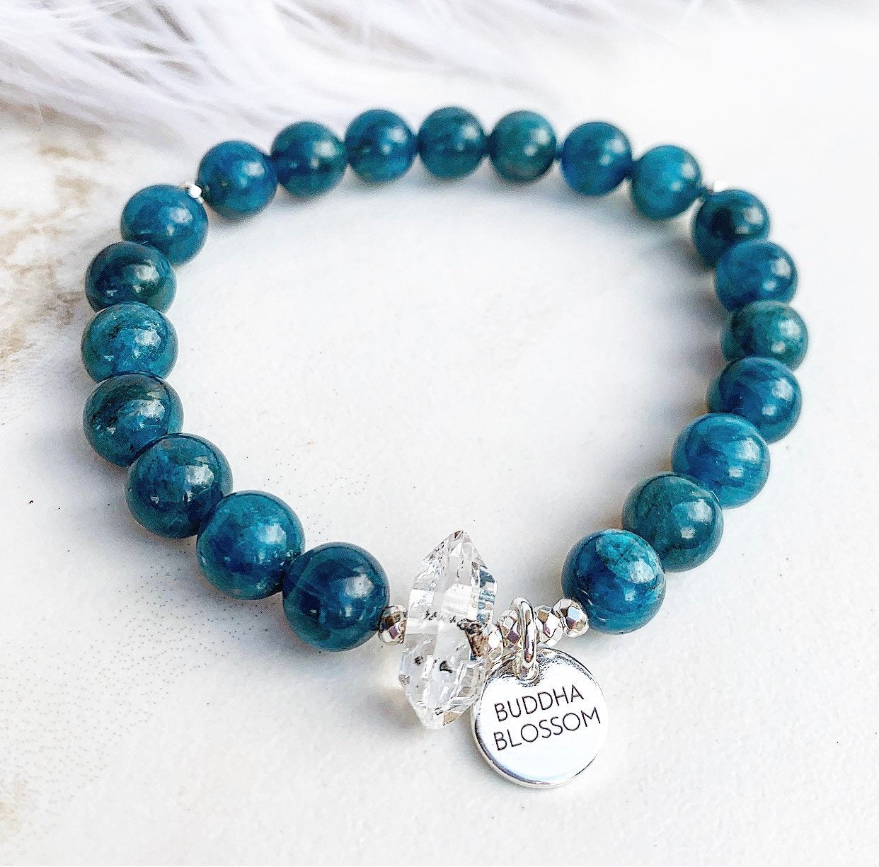 Blue Apatite, Mala Bracelet, Mala Beads
