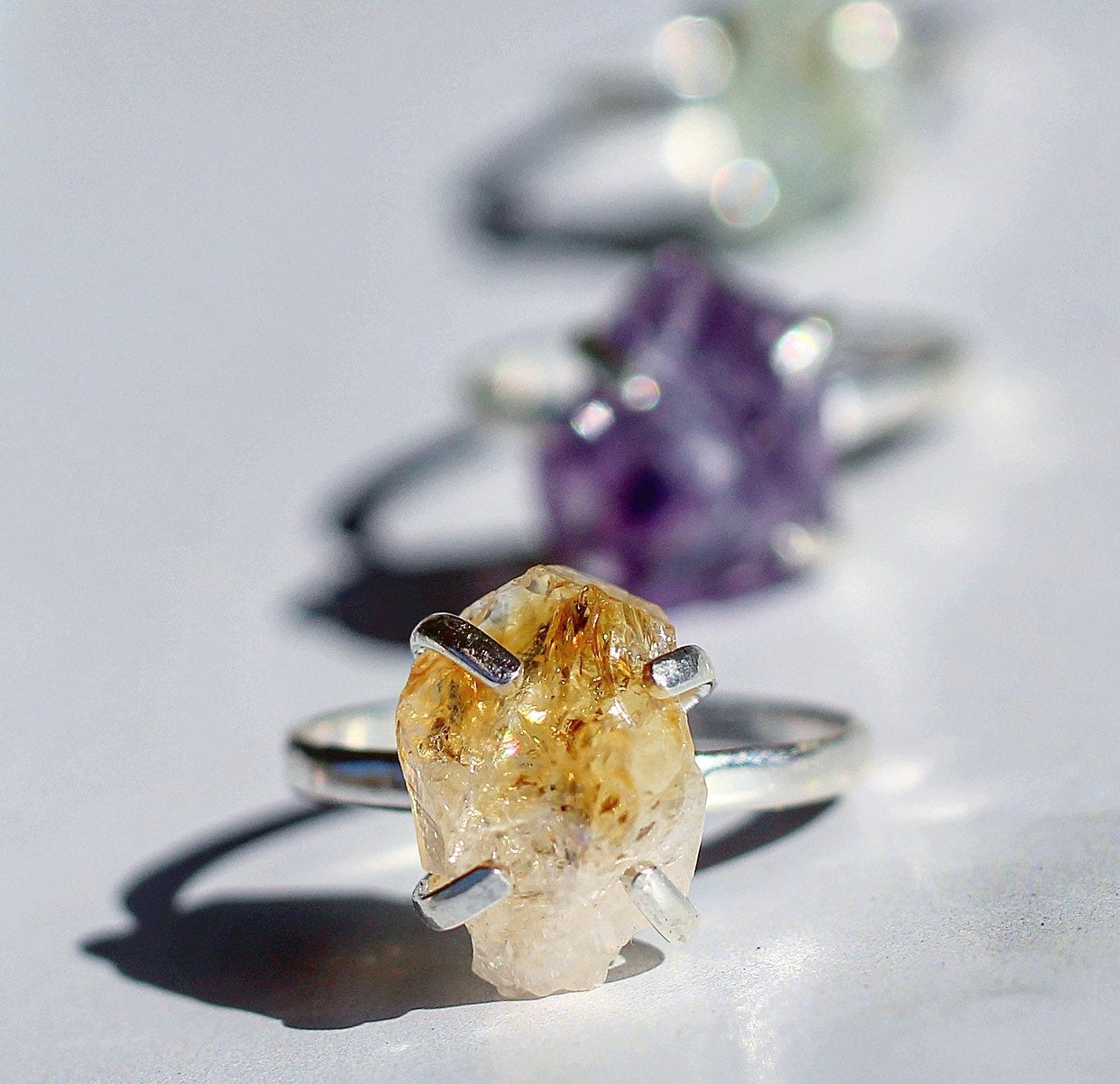 Sterling Silver Raw Citrine Claw Ring
