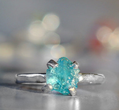 Sterling Silver Raw Apatite Claw Ring