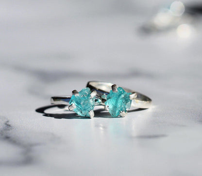 Sterling Silver Raw Apatite Claw Ring