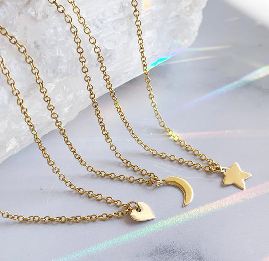 gold heart necklace, gold star necklace, 14k rose gold, 14k gold, sterling silver,  heart charm star charm,  moon charm,  dainty heart layer,  layer necklace,  dainty star,  dainty moon, gold layer necklace,  silver layer,  rose gold layer,  gold moon necklace, 